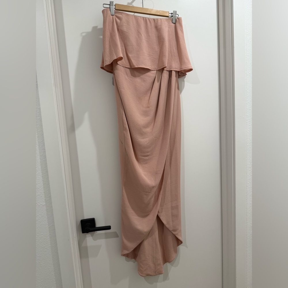 Showpo Strapless High Low Maxi Dress With Leg Split